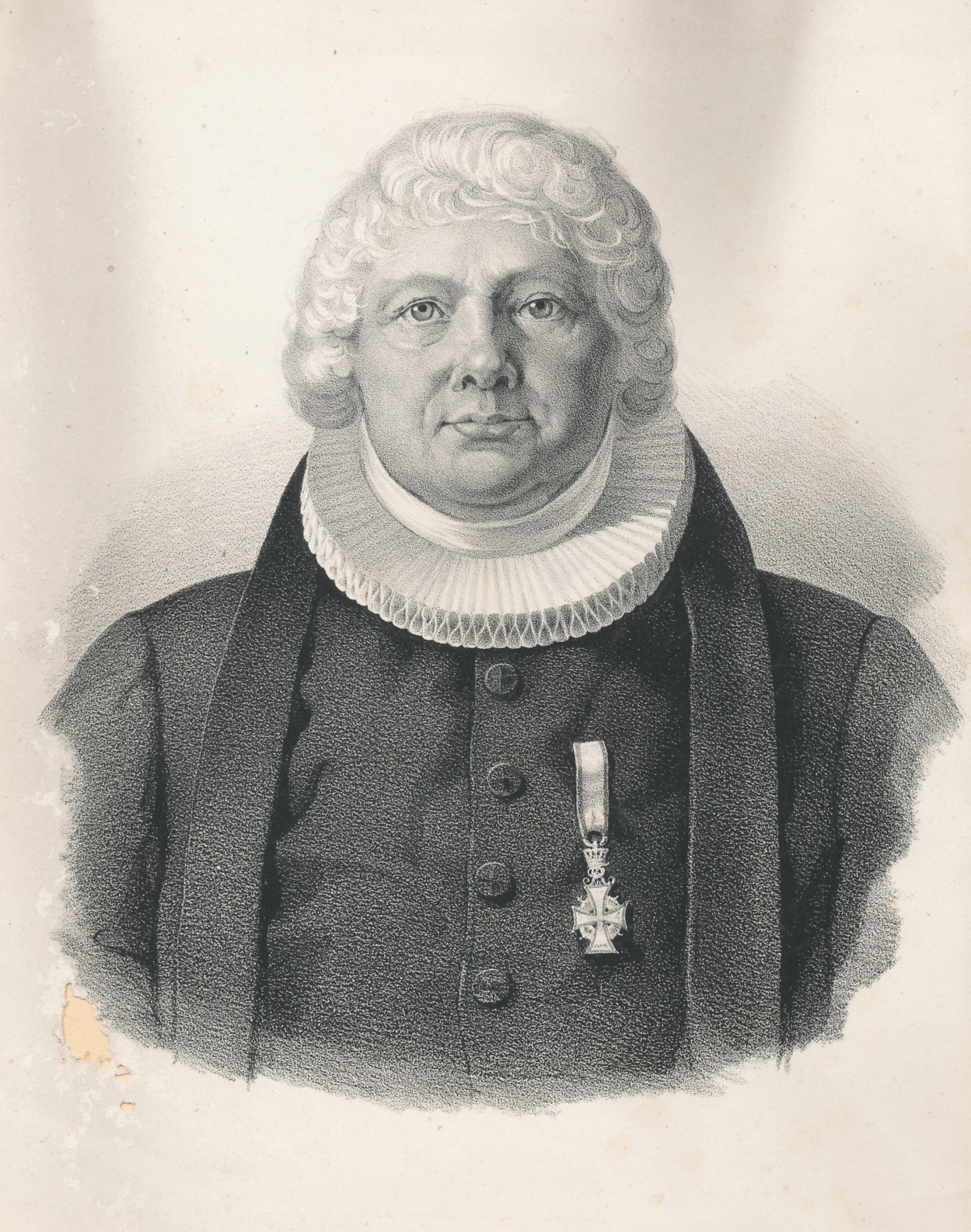 Portræt af provst Gregers Johannes Discher, medunderskriver på brevene om Stårup Skole fra 1829
