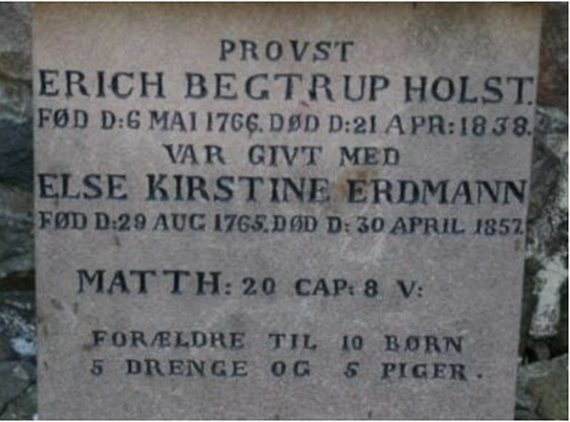 Gravminde for provst Erich Begtrup Holst og Else Kirstine Erdmann på Højby Kirkegård